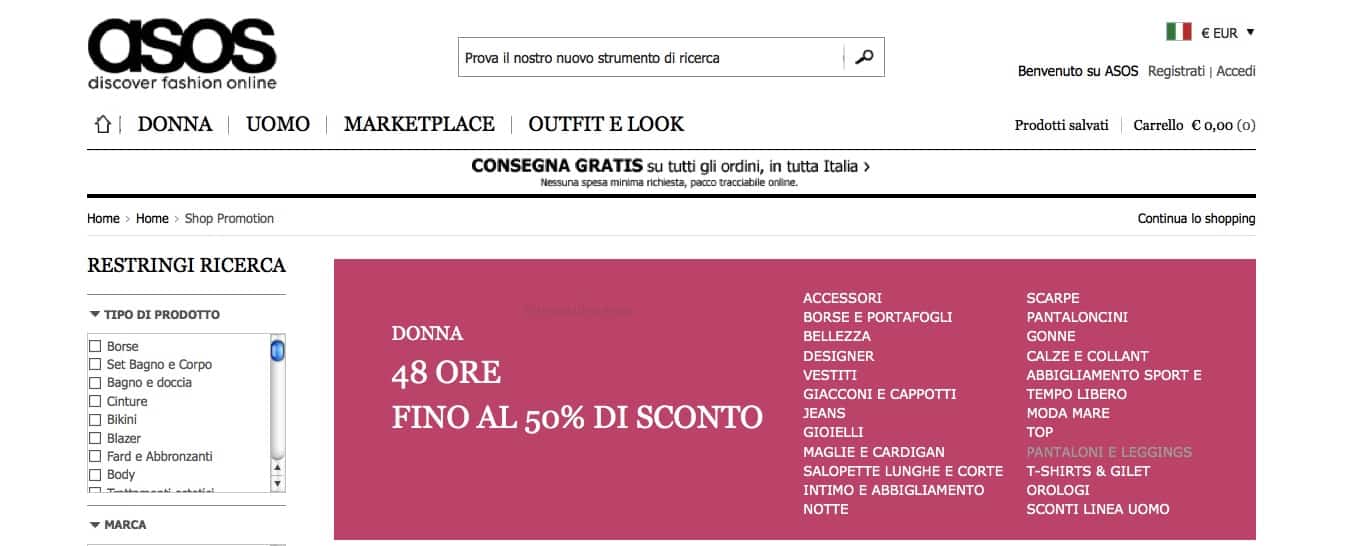 Asos Italia shop online