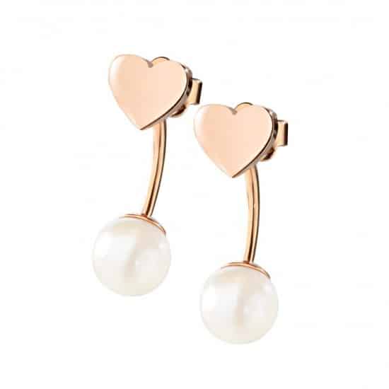 Morellato orecchini Chicche acciaio perle e pvd oro rosa con cuori 54.00 euro