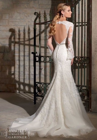 Mori Lee by Madeline Gardner Venice Lace appliques on net with diamante beaded trim