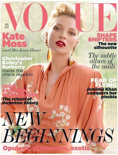 Kate Moss sulla copertina di Vogue Uk agosto