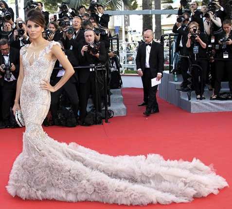 Eva Longoria a Cannes in Marchesa