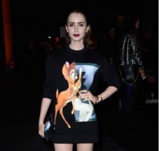Lily Collins, look sfilata Givenchy / Foto Getty Images