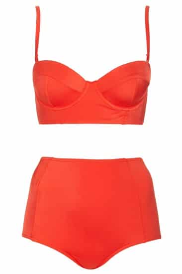  Top Shop red basic longline bikini