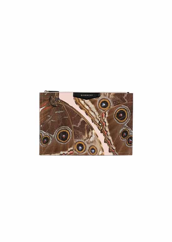 large coated canvas Antigona pouch with butterfly print