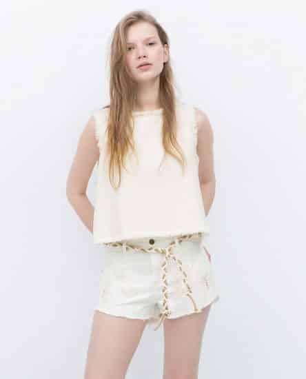Zara shorts denim ricamo 19.95 euro