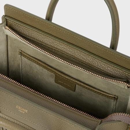 dettaglio interno borsa celine classica luggage con scomparti e zip