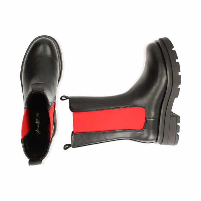 Chelsea boots in colorazione nera e rossa