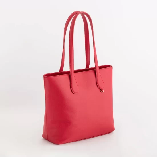 borsa shopping rossa con manici lunghi italiana